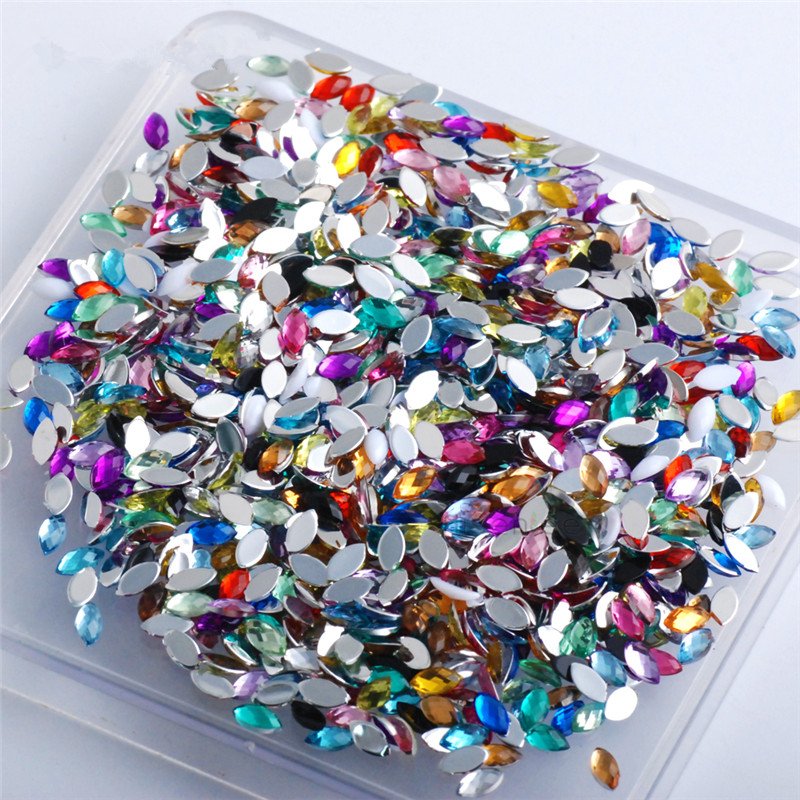 Nail Decorate Stones Flat Back Marquise Earth Facets Crystal Horse Eye Shape Rhinestone Acrylic 5*10mm ACRYL Round Rhinestones