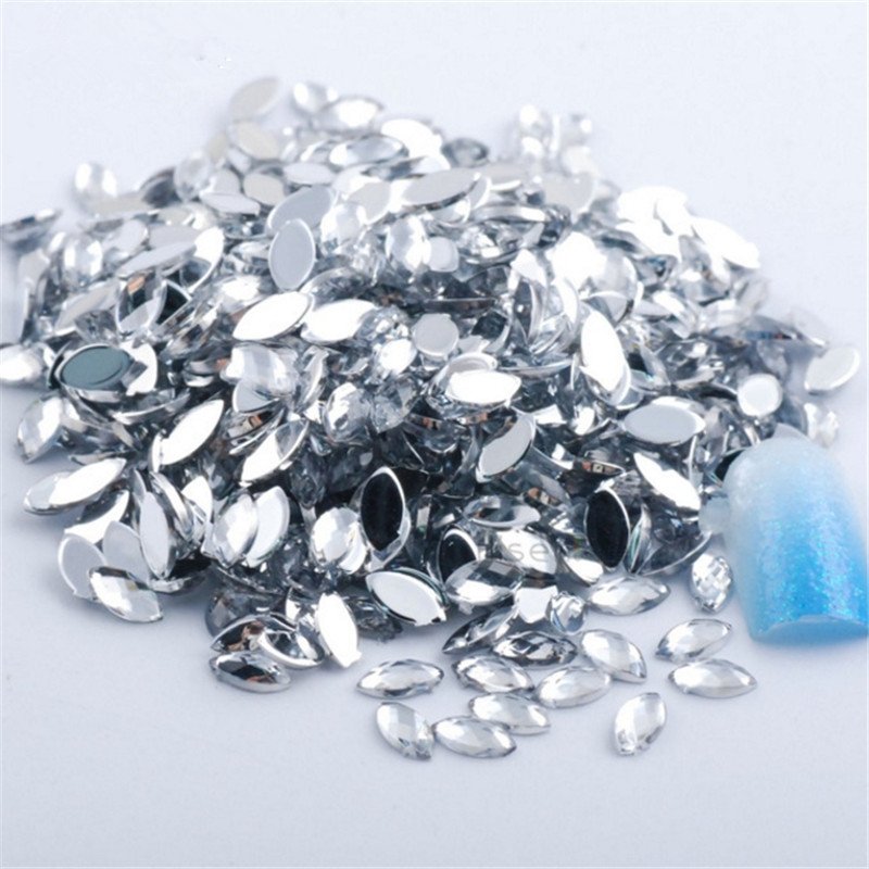 Nail Decorate Stones Flat Back Marquise Earth Facets Crystal Horse Eye Shape Rhinestone Acrylic 5*10mm ACRYL Round Rhinestones