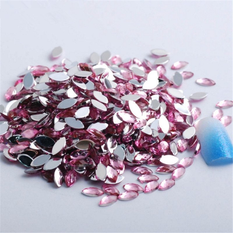 Nail Decorate Stones Flat Back Marquise Earth Facets Crystal Horse Eye Shape Rhinestone Acrylic 5*10mm ACRYL Round Rhinestones