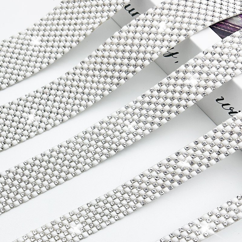 1 yard Resin Rhinestones Ribbon Crystal Adhesive Rhinestone Trimming Roll Rhinestone Strips Shoes Decoration