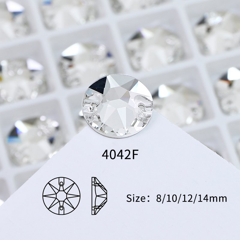 Dongzhou Round Flatback glass Rhinestone Sew on crystal wholesale lead-free crystal stone for garment shoes sewing accessories