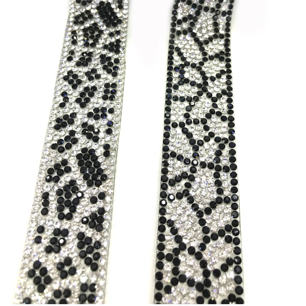 S282 2.5cm width Iron on rhinestone chain trim for garment accessories crystal rhinestone banding for shoes decoration