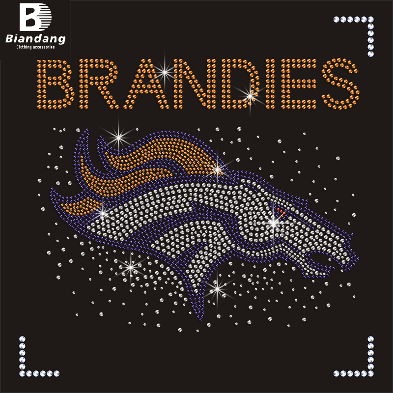 Denver Broncos Heat Transfer Rhinestones NFL Sport Team Horse Rhinestone Design for Garment Bag