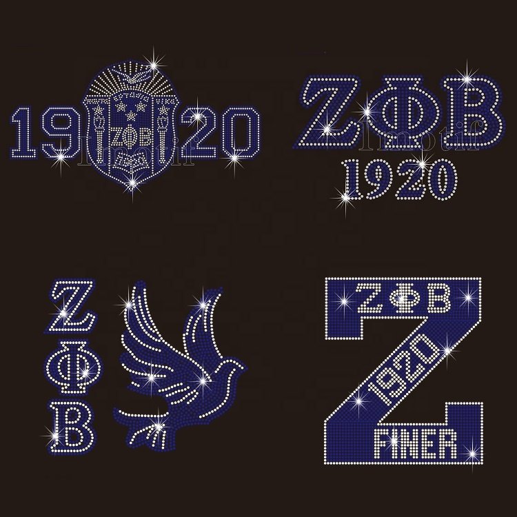 Custom ZETA PHI BETA KITTY SORORITY High Heel Hot Fix Rhinestone Transfer