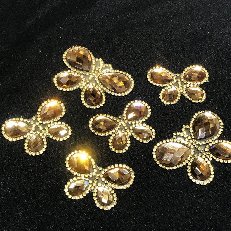 Wholesale Patches With Glass Rhinestones Clothing Accessories Butterfly Pattern Rhinestone Patch