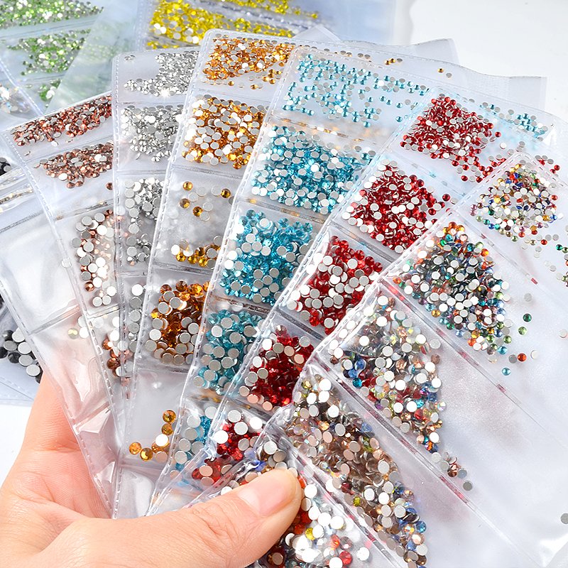 1 Pack Flatback Glass Nail Rhinestones Mixed Sizes SS4-SS16 Flatback Glass Ab Crystal Rhinestone Flat Back