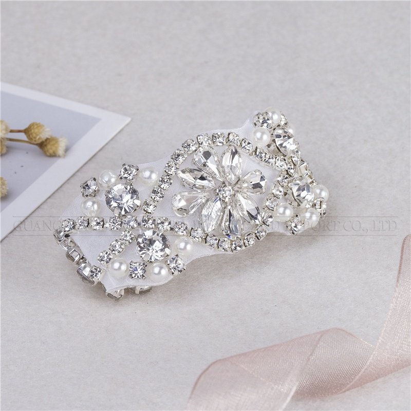 Stock flower rhinestone applique hotfix rhinestone trim rhinestone wedding trim