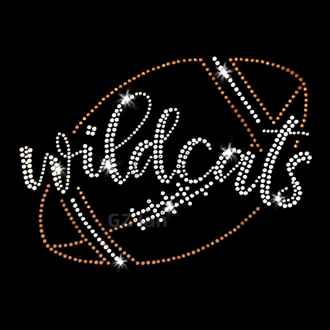 Custom Rhinestone Transfer Eagles Script Football Motif Rhinestone Hotfix Iron On Crystal Rhinestones Transfer