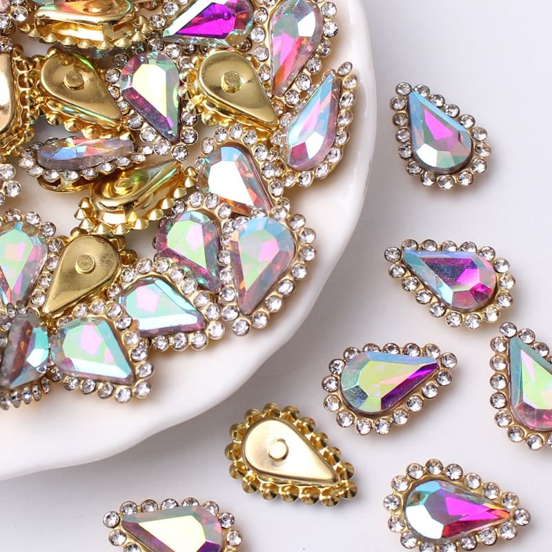 Waterdrop Claw Drill 8*13mm 200Pcs Tear Shape Rhinestones Hand Sewn On Glass Drill for DIY Material Decorative Accessories