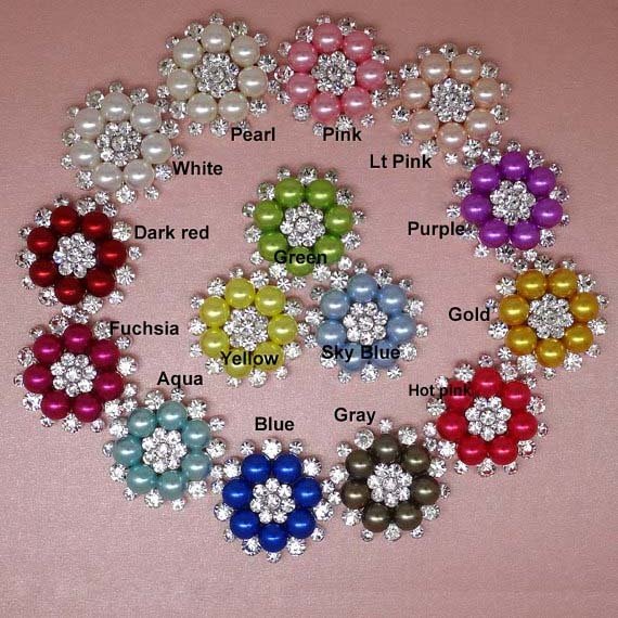 Stock 25mm High quality Pearl and Rhinestone Buttons Set In Silver Tone Metal Buttons with shank for DIY Embellishments 28MM