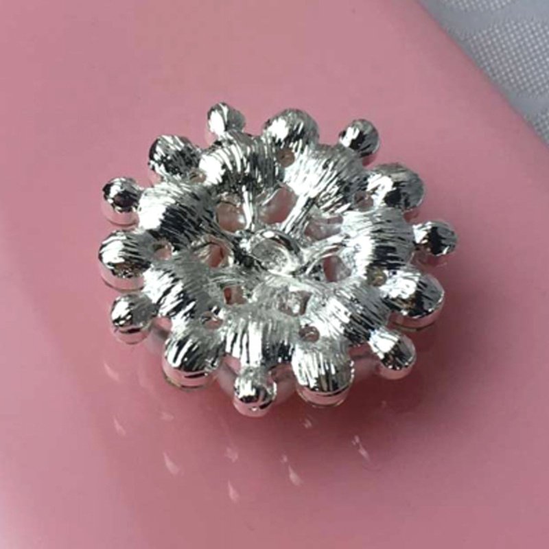 Stock 25mm High quality Pearl and Rhinestone Buttons Set In Silver Tone Metal Buttons with shank for DIY Embellishments 28MM