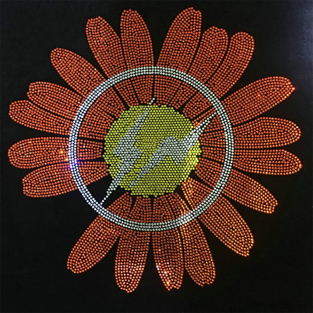 Wholesale dmc flower Hot Fix Feather Rhinestones Motif Heat Transfer Iron On Transfer For Clothes Shoes