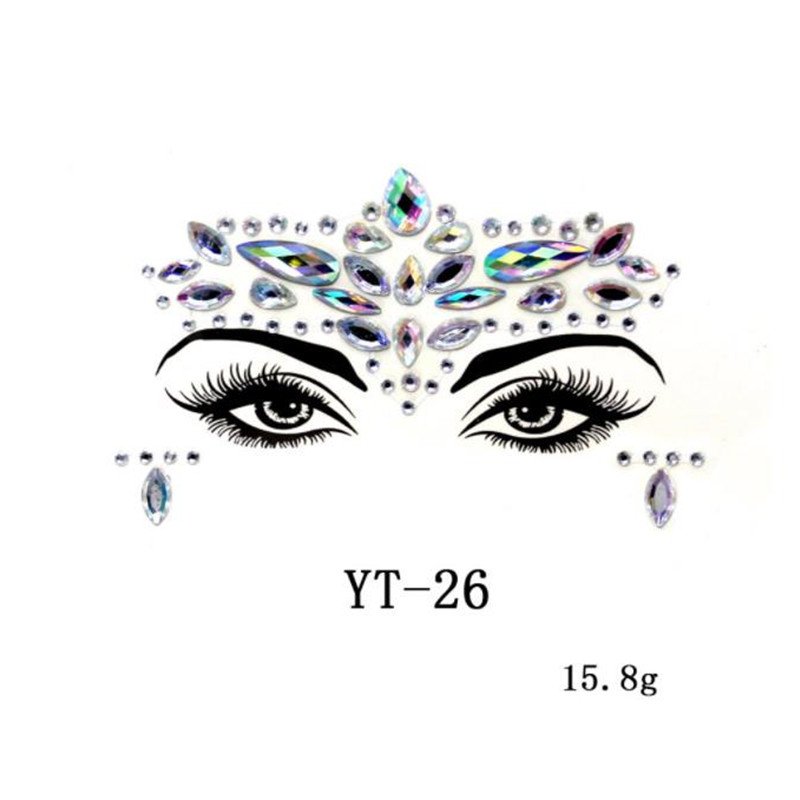 Decorative Acrylic Rhinestone Mermaid Face Jewels Tattoo Crystal Tears Gem Stones Glitter Temporary Tattoo Stickers
