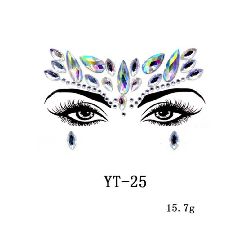 Decorative Acrylic Rhinestone Mermaid Face Jewels Tattoo Crystal Tears Gem Stones Glitter Temporary Tattoo Stickers