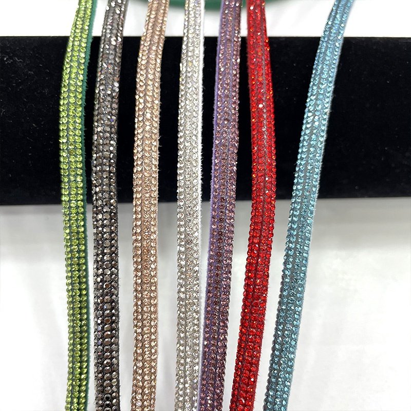 S577 New Cotton Rhinestone strips Crystal Rope Bling rhinestone cord for shoe decoration 7mm