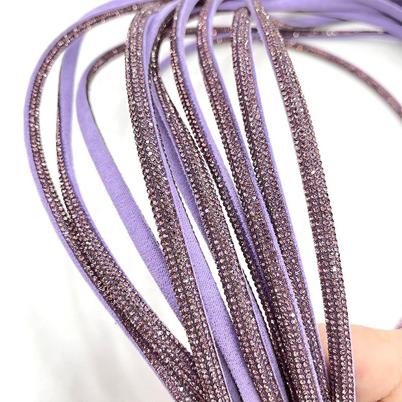 S577 New Cotton Rhinestone strips Crystal Rope Bling rhinestone cord for shoe decoration 7mm
