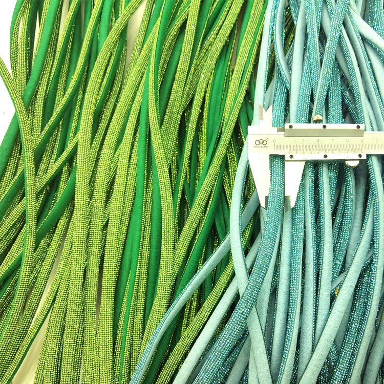S577 New Cotton Rhinestone strips Crystal Rope Bling rhinestone cord for shoe decoration 7mm