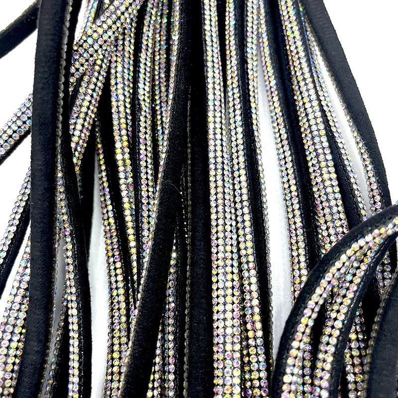 S577 New Cotton Rhinestone strips Crystal Rope Bling rhinestone cord for shoe decoration 7mm