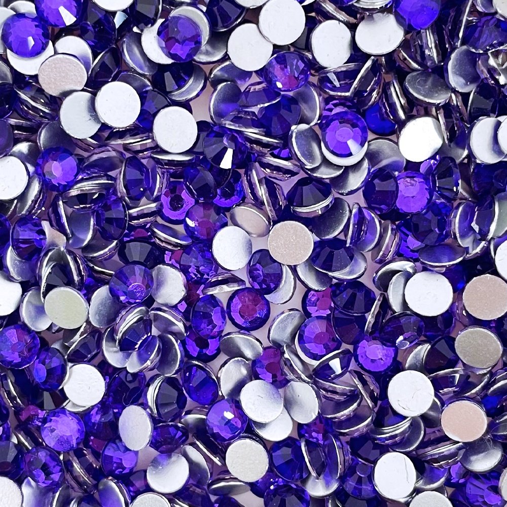 Yantuo Wholesale Purple Glass Rhinestones Glass Stone for Phone Cristal Non-hot Fix Crystal Rhinestones Round Nail Flatback 14