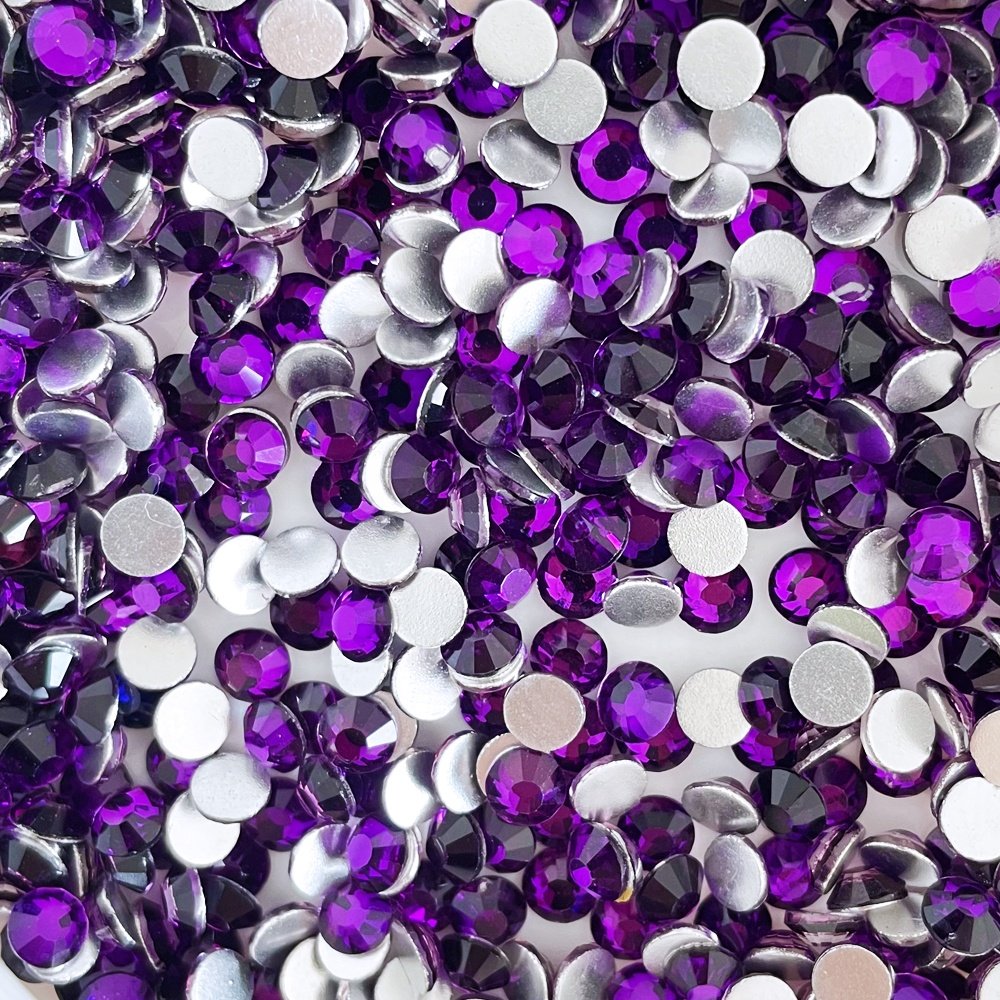 Yantuo Wholesale Purple Glass Rhinestones Glass Stone for Phone Cristal Non-hot Fix Crystal Rhinestones Round Nail Flatback 14