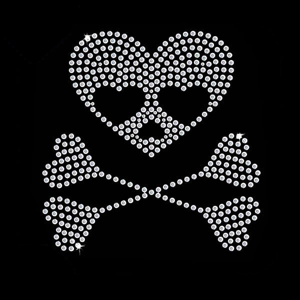 Wholesale Iron On Rhinestone Transfer Motif Skull Logo Rhinestone Heat Transfers For Clothing