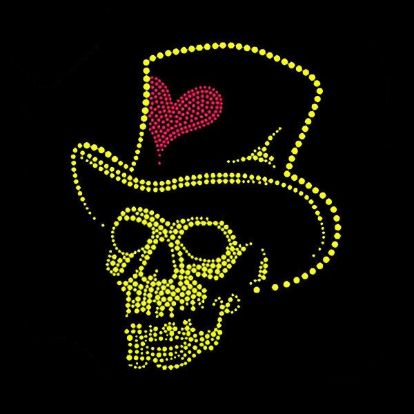 Wholesale Iron On Rhinestone Transfer Motif Skull Logo Rhinestone Heat Transfers For Clothing