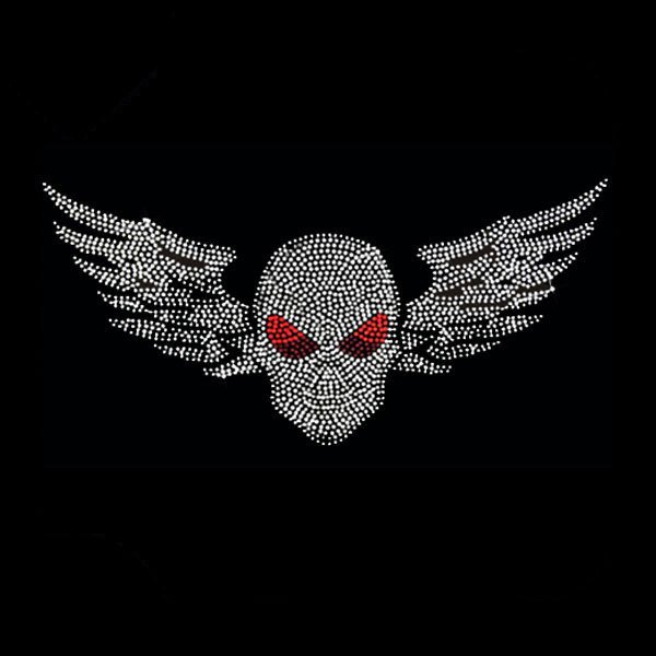 Wholesale Iron On Rhinestone Transfer Motif Skull Logo Rhinestone Heat Transfers For Clothing