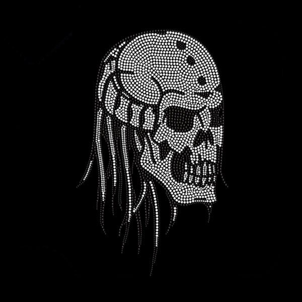 Wholesale Iron On Rhinestone Transfer Motif Skull Logo Rhinestone Heat Transfers For Clothing