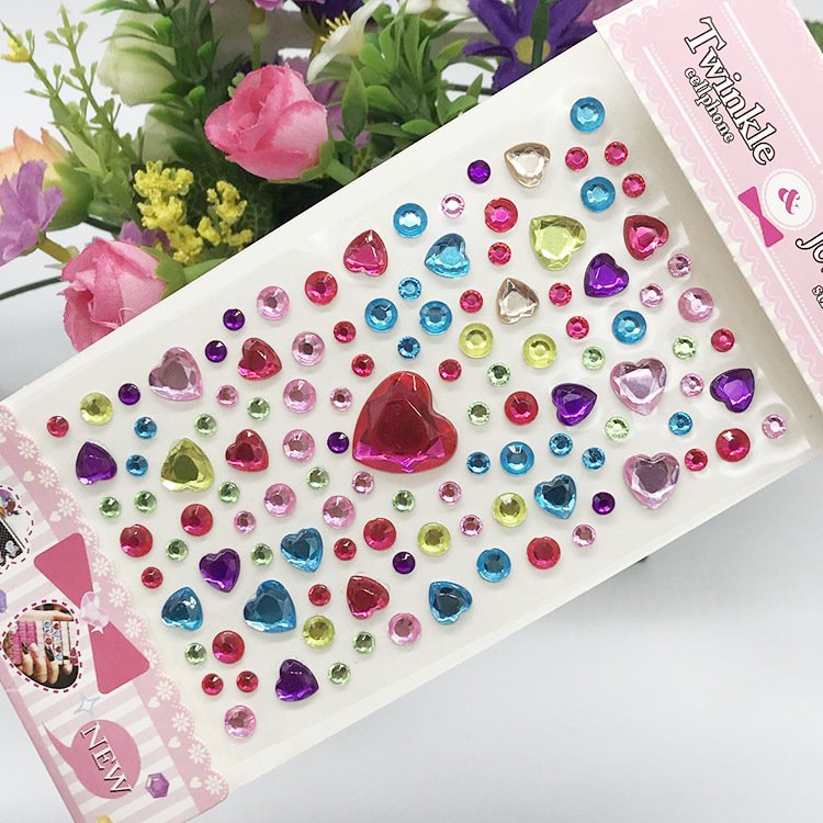 2023 Princess 3D Cute Kids Fashion Kawaii Sweet Girl Gift Crystal Rhinestones Decoration Sticker Acrylic Heart Flower Diamond