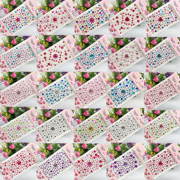 2023 Princess 3D Cute Kids Fashion Kawaii Sweet Girl Gift Crystal Rhinestones Decoration Sticker Acrylic Heart Flower Diamond