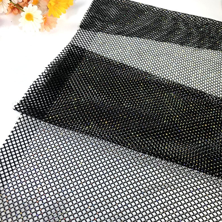 Stock Sale High grade fashion elastic mesh rhinestone fabric for evening dress