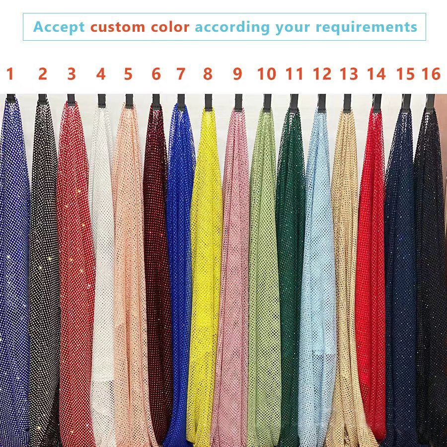 Stock Sale High grade fashion elastic mesh rhinestone fabric for evening dress