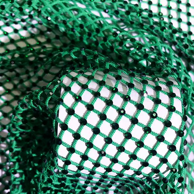 Stock Sale High grade fashion elastic mesh rhinestone fabric for evening dress