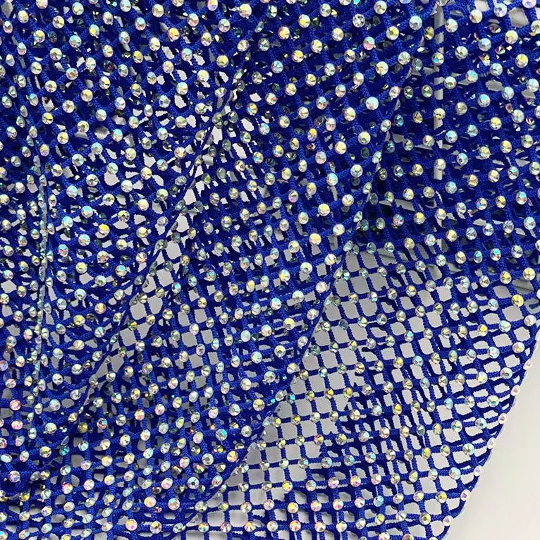 Stock Sale High grade fashion elastic mesh rhinestone fabric for evening dress