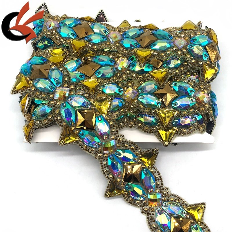 Shining large resin gems rhinestones Hot fix iron on rhinestone trimming for Carnival costume decoration