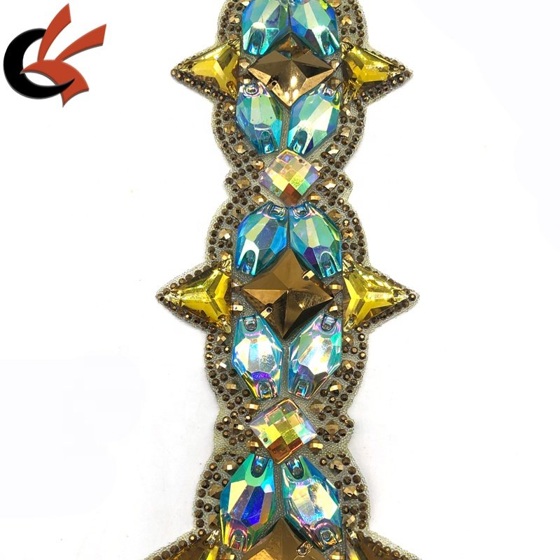 Shining large resin gems rhinestones Hot fix iron on rhinestone trimming for Carnival costume decoration