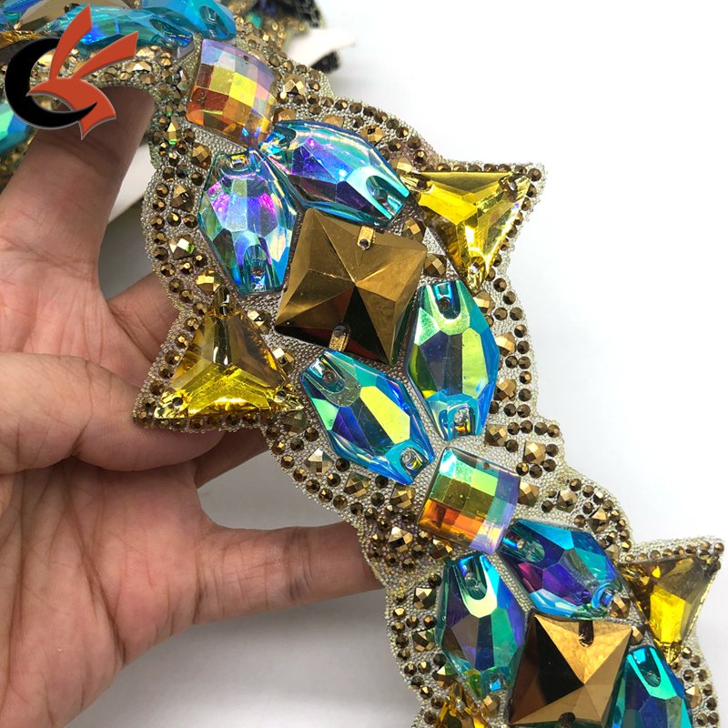 Shining large resin gems rhinestones Hot fix iron on rhinestone trimming for Carnival costume decoration