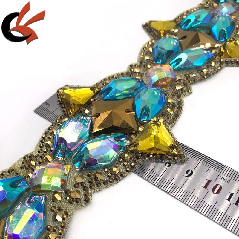 Shining large resin gems rhinestones Hot fix iron on rhinestone trimming for Carnival costume decoration
