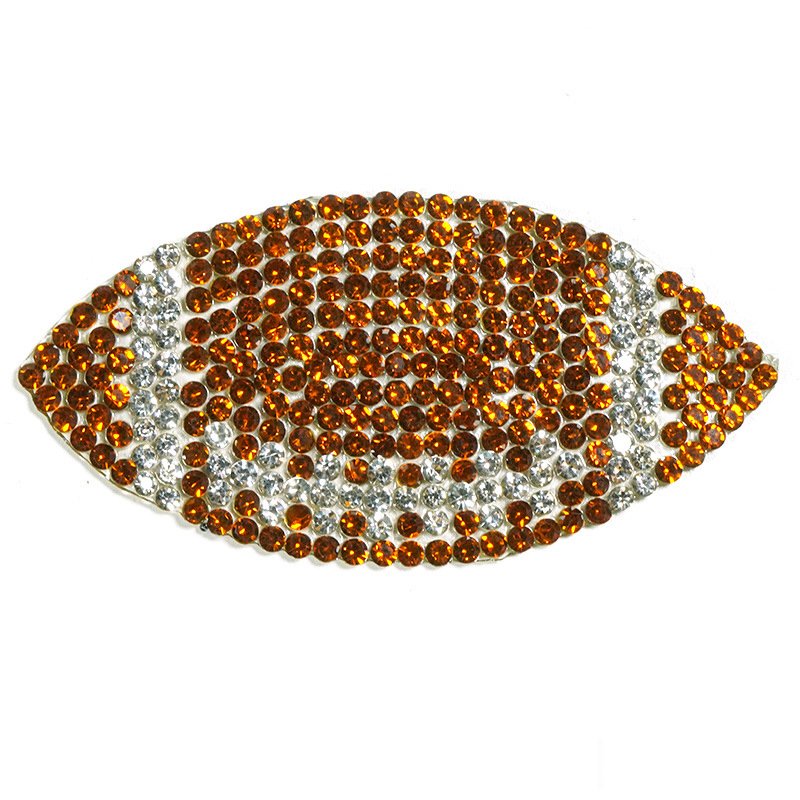 Hot selling Rhinestone Baseball Rugby Patch Applique Diamond Crystal Iron On Patch for Clothing Hat Decoration
