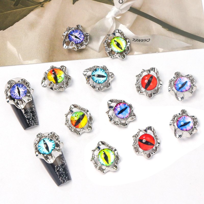 2023 Qianya Devil Eye Cross 3D Alloy Nail charms nail Art Rhinestones Decoration for Nail Art Supplies Manicure Craft DIY