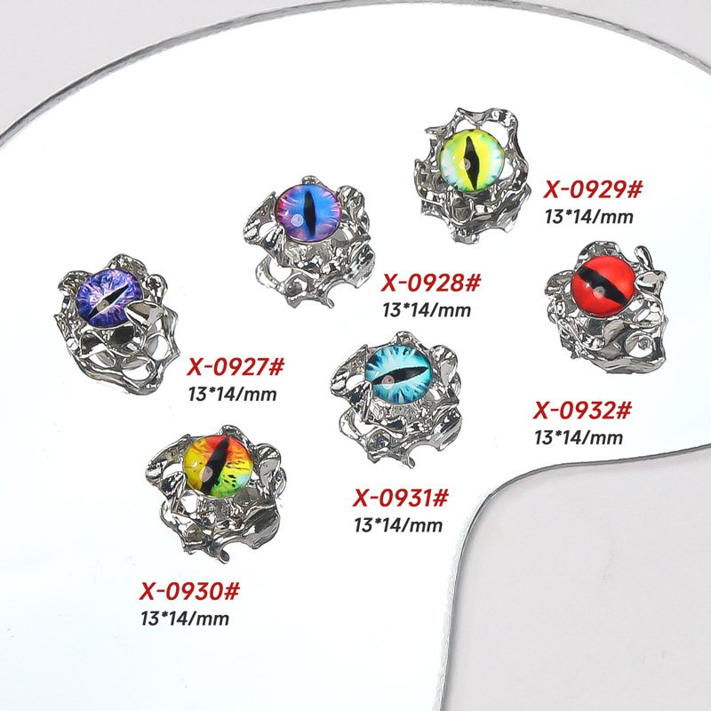 2023 Qianya Devil Eye Cross 3D Alloy Nail charms nail Art Rhinestones Decoration for Nail Art Supplies Manicure Craft DIY