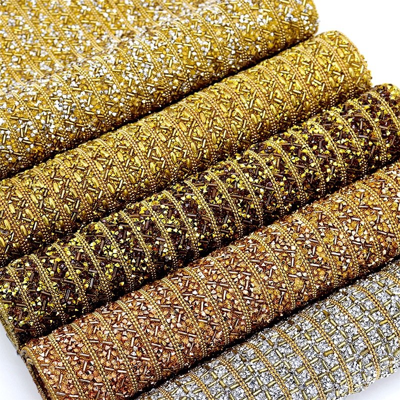 Wholesale 24cm gold Rhinestones Hot fix Crystal bling glass rhinestones diamond sheet for garment Bag DIY Decoration