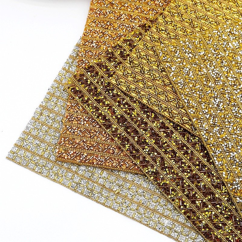 Wholesale 24cm gold Rhinestones Hot fix Crystal bling glass rhinestones diamond sheet for garment Bag DIY Decoration