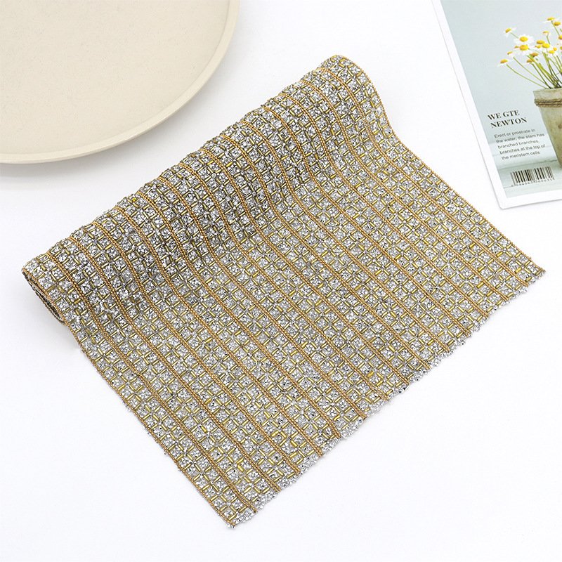 Wholesale 24cm gold Rhinestones Hot fix Crystal bling glass rhinestones diamond sheet for garment Bag DIY Decoration