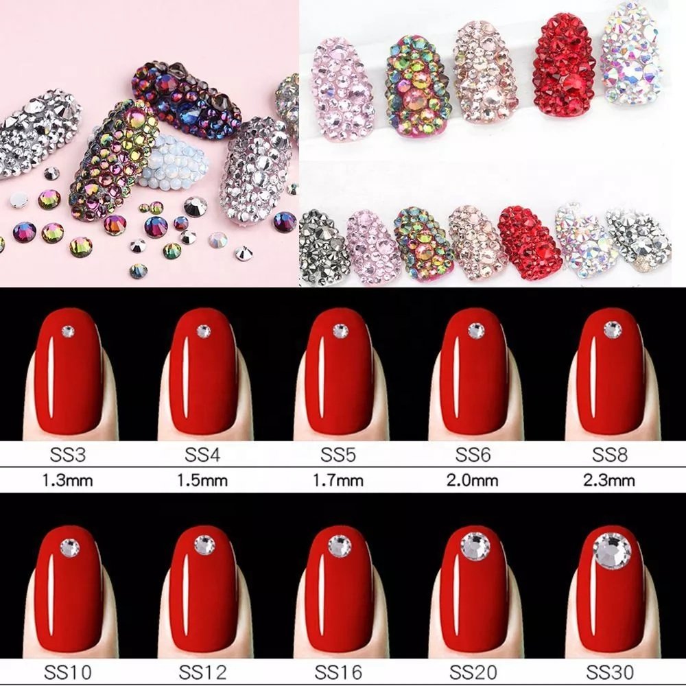 Factory Wholesale 100% Good Feedback P57~P98 Glass Glitter Flat Back Non Hot Fix Crystal Rhinestone In Bulk For Nailart