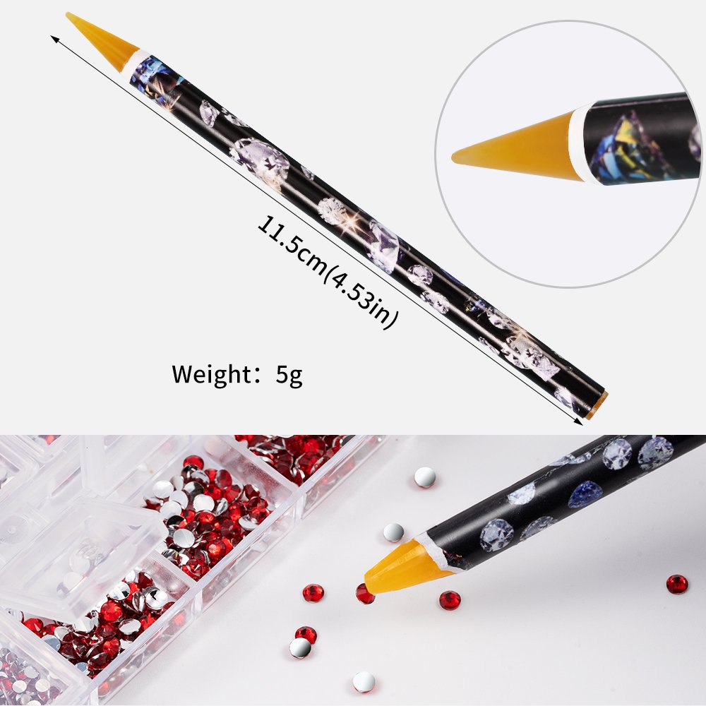 2Pcs/Set Nail Rhinestones 3D Crystal AB DIY Nail Art Decorations Gems Glitter Multi-Size Including Pickup Pencil Tools