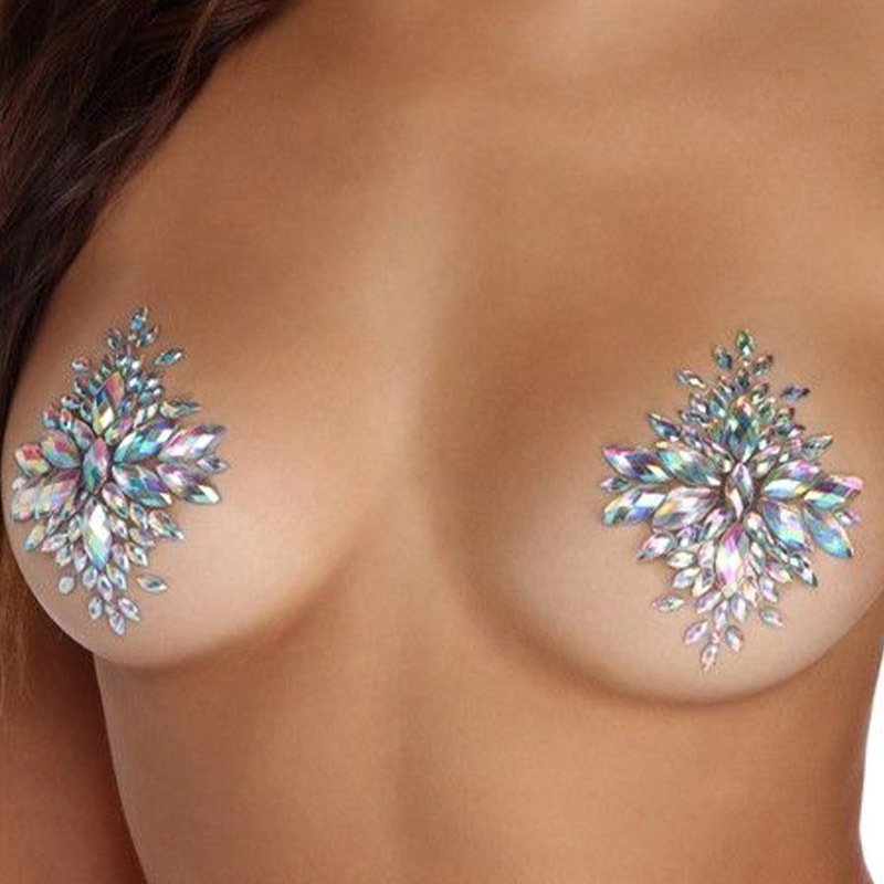 Quick Custom Label Rhinestone Sexy Pasties Sequins In The Dark Nipple Covers Diamond pasties