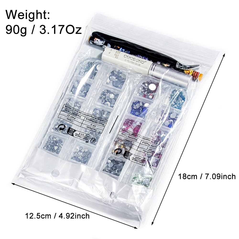 5Pcs/kit Nail Art Rhinestones Mix Sizes ss6-ss30 Colorful Round Mini Nail Crystal With Wax Pencil/Tweezers/Glue Rhinestone Decor