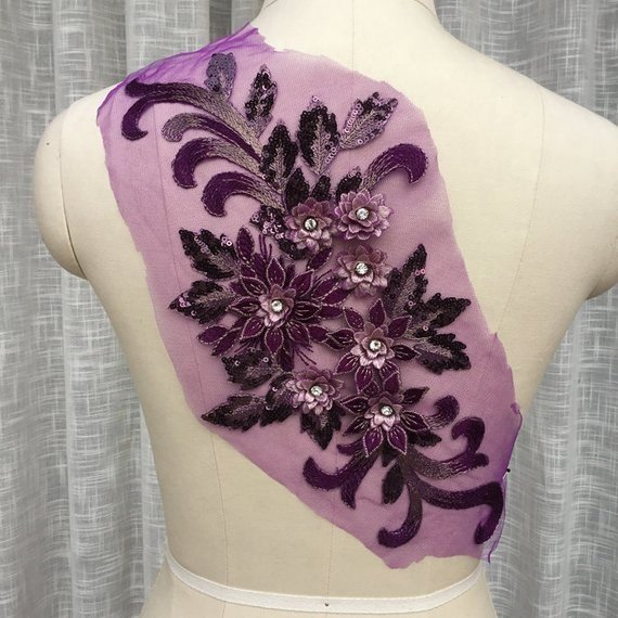 Luxurious Heavy bead 3d lace applique, 3D applique with rhinestone, sequined floral 3d flower tulle embroidery lace patch