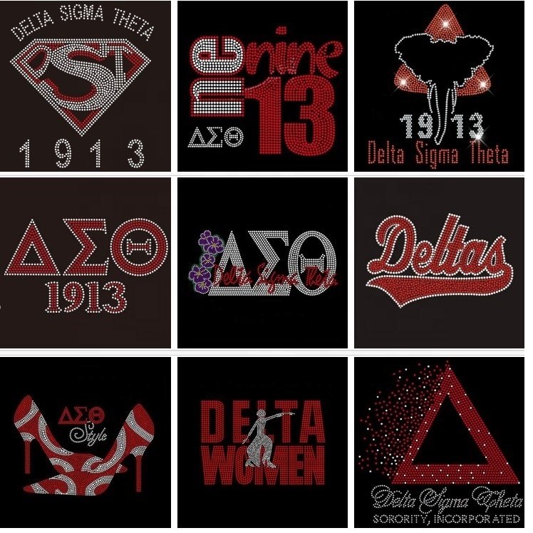 Delta Sorority Dear 1913 Custom Sorority Heat Press Rhinestone Transfer Flatback Iron-On Glass Motif for Garments DIY